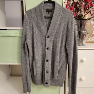 Express Mens Sweater Cardigan Gray color